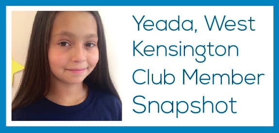 Yeada A photo of a girl and blue text